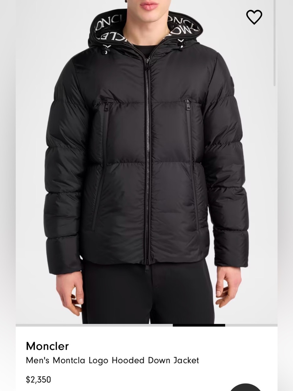 Moncler Men's Black Montcla Logo Hooded Down Jacket Size 7